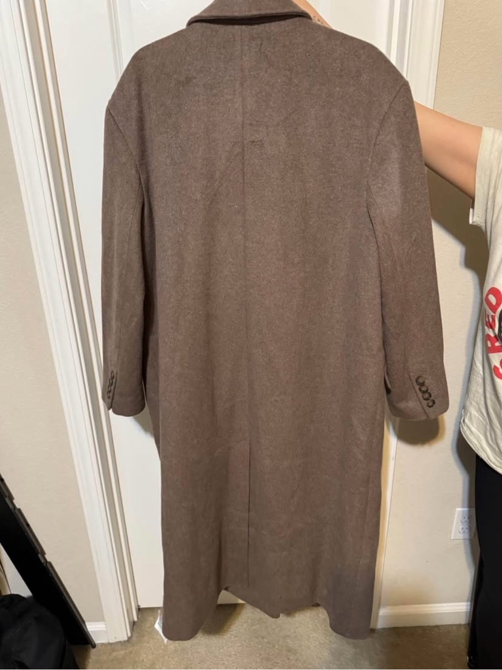 Topshop Brown Double-Breasted Long Trench Coat - Picture 3 of 3